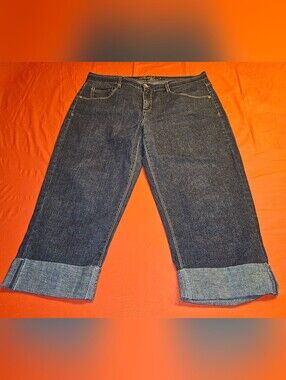 Foster Jeans Co Capri Pants 90's sz14 Like New Dark Blue Rolled Hem Stretchy